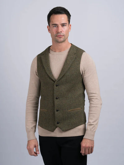 Irish Tweed Waistcoat - Moss Green