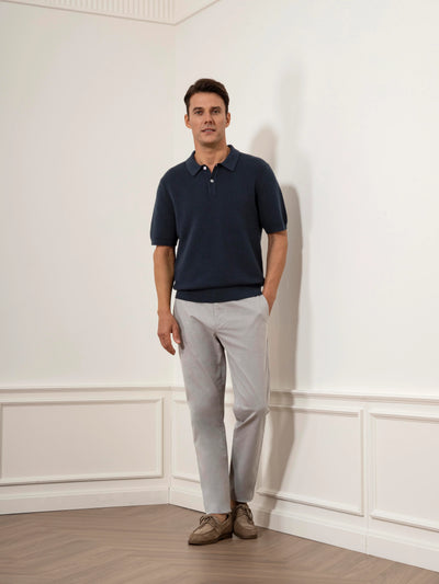 Lind Textured Sweater Polo - Navy