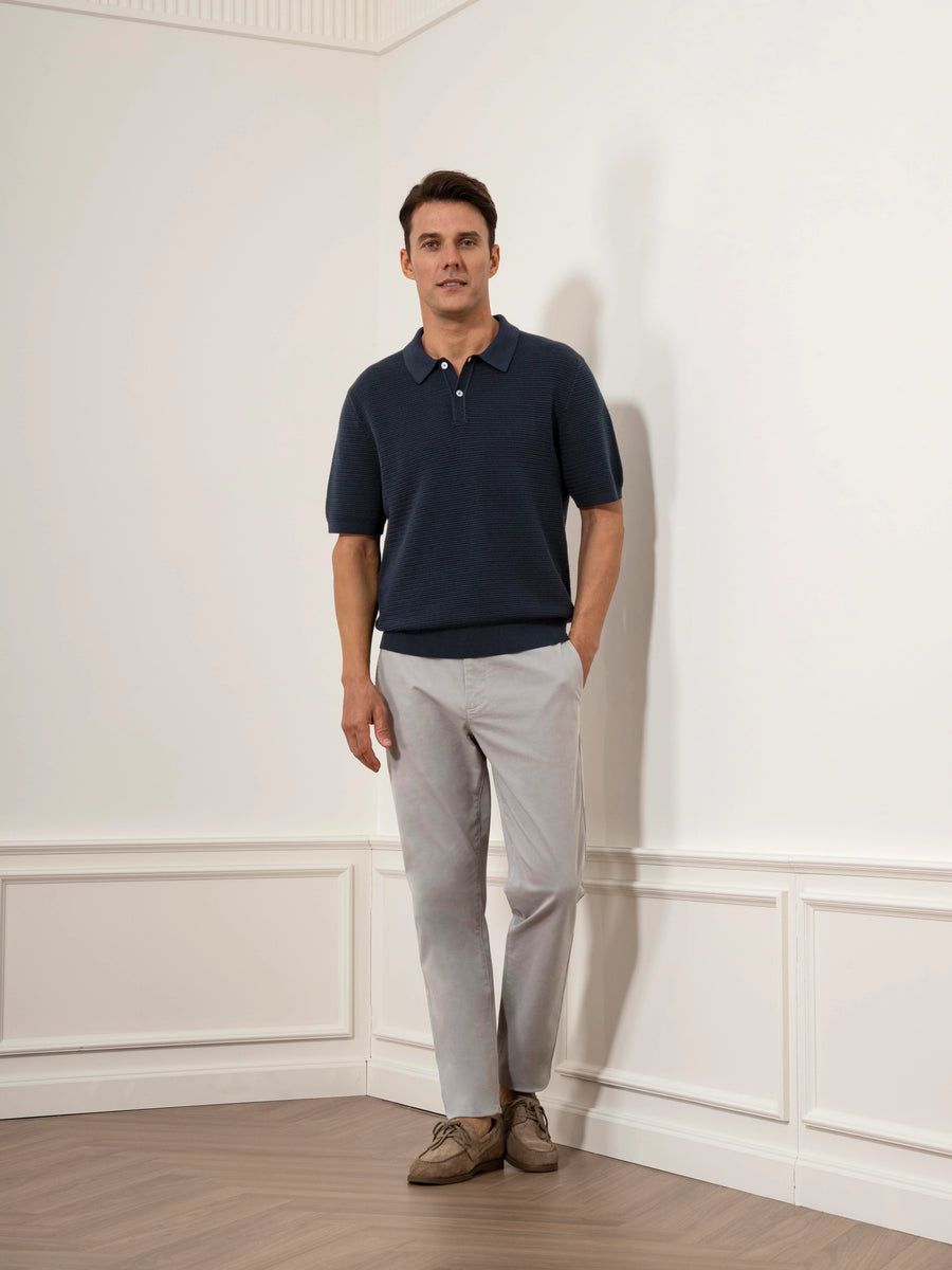 Lind Textured Sweater Polo - Navy