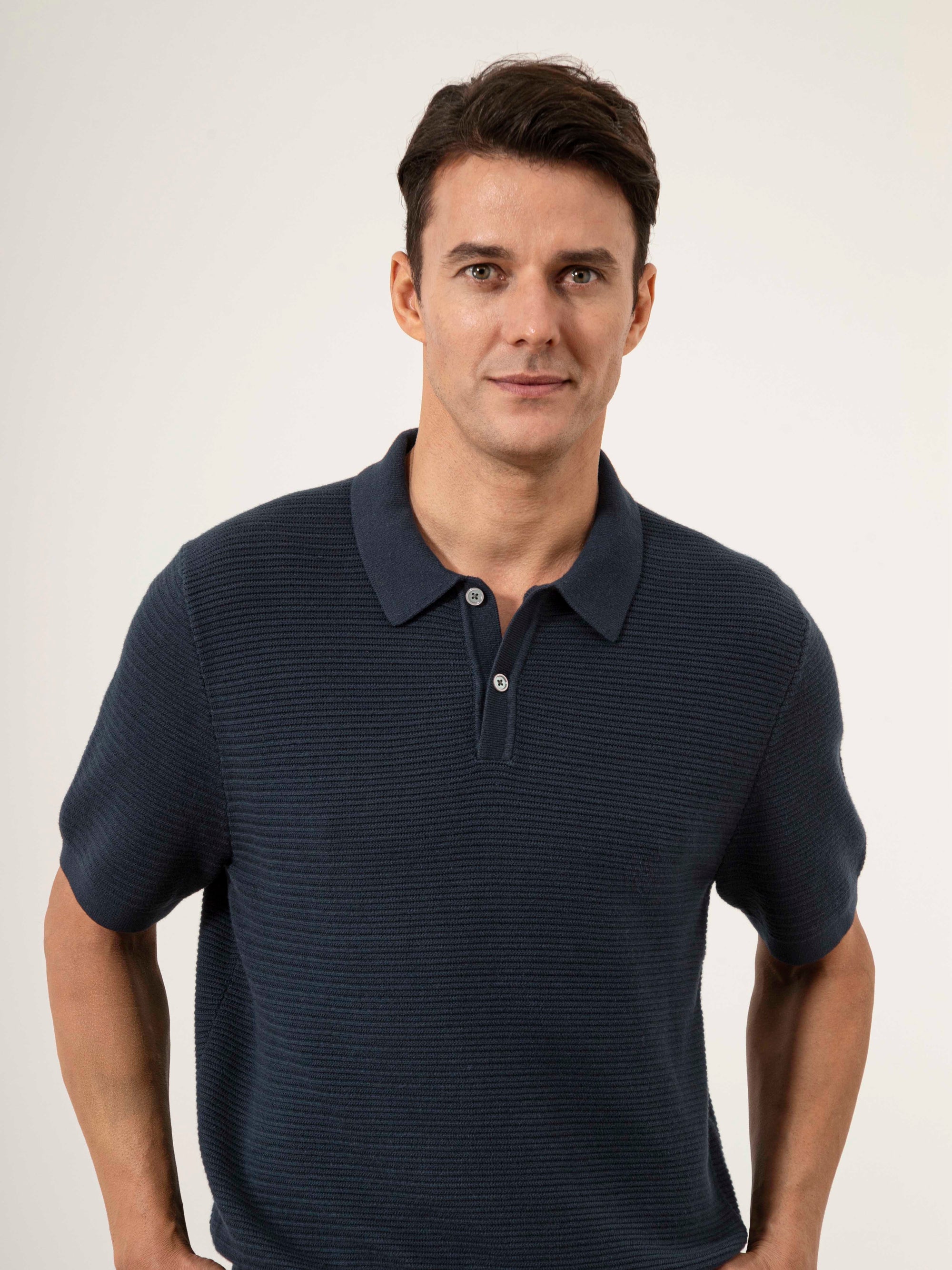 Lind Textured Sweater Polo - Navy