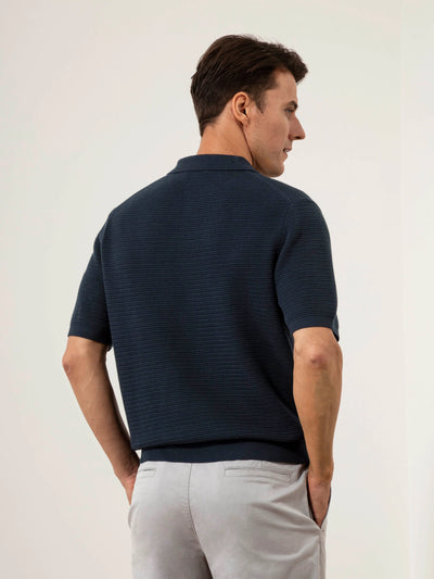 Lind Textured Sweater Polo - Navy