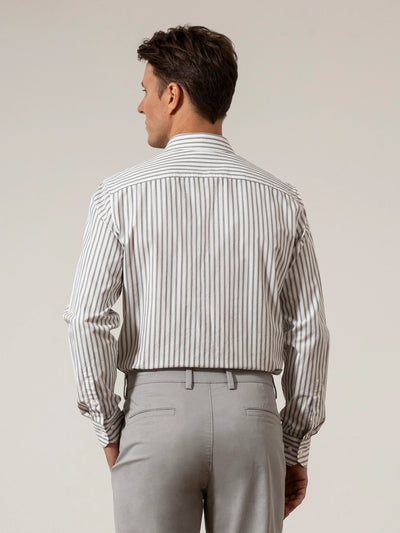 Adrian Shadow Stripe  Shirt - Bright White & Black