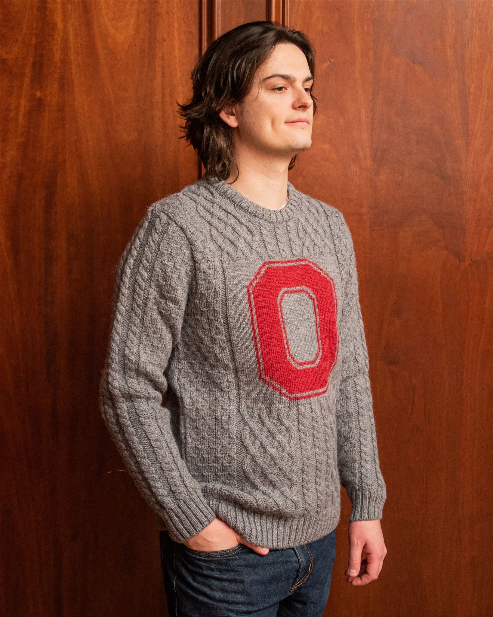OSU Crew-Neck Fisherman's Sweater - Grey