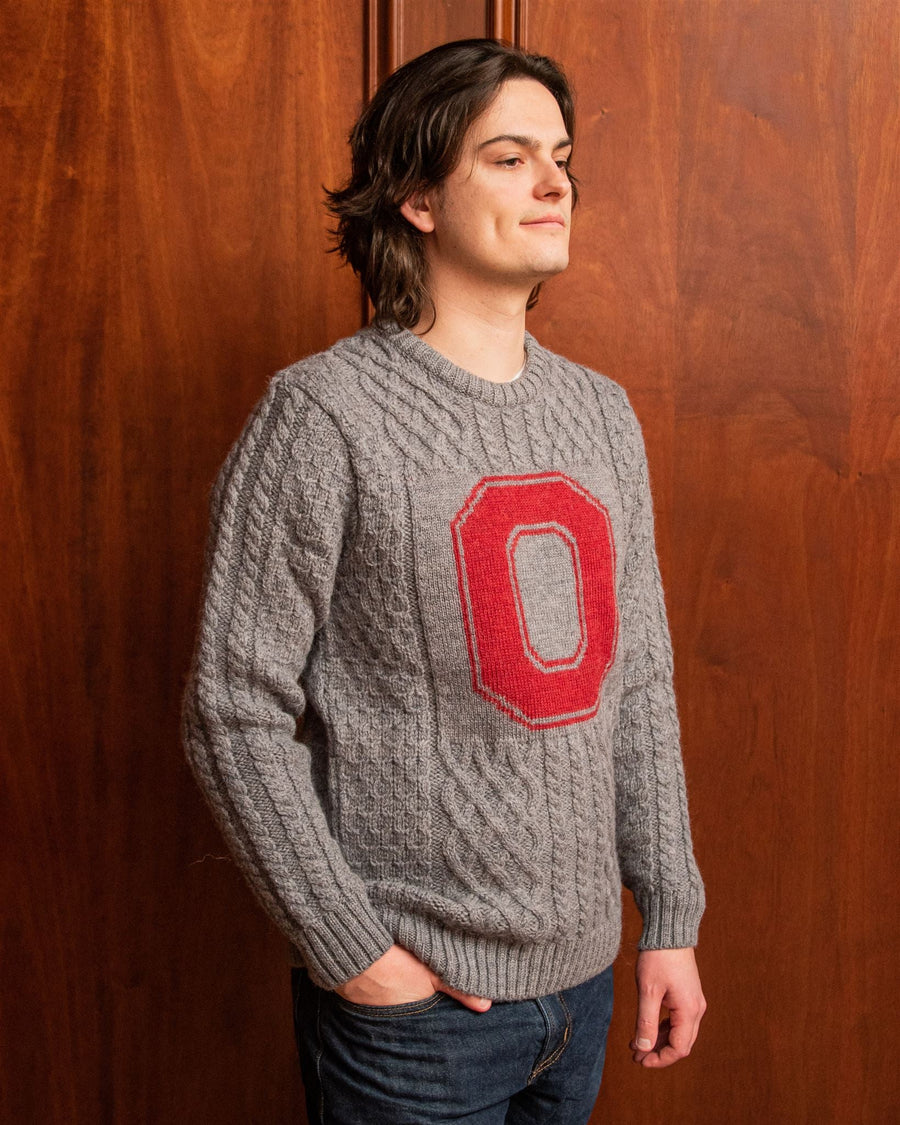 OSU Crew-Neck Fisherman's Sweater - Grey