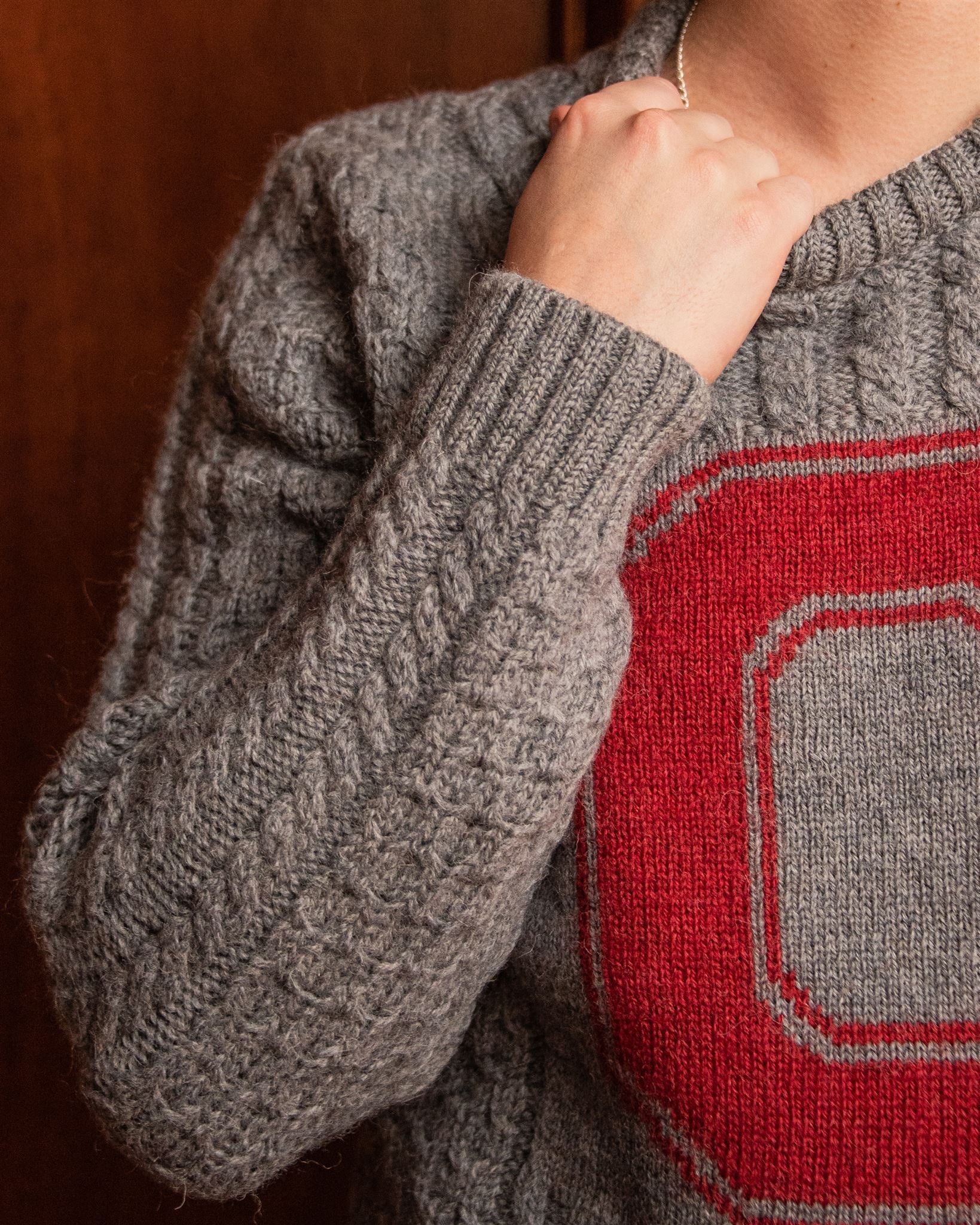 OSU Crew-Neck Fisherman's Sweater - Grey