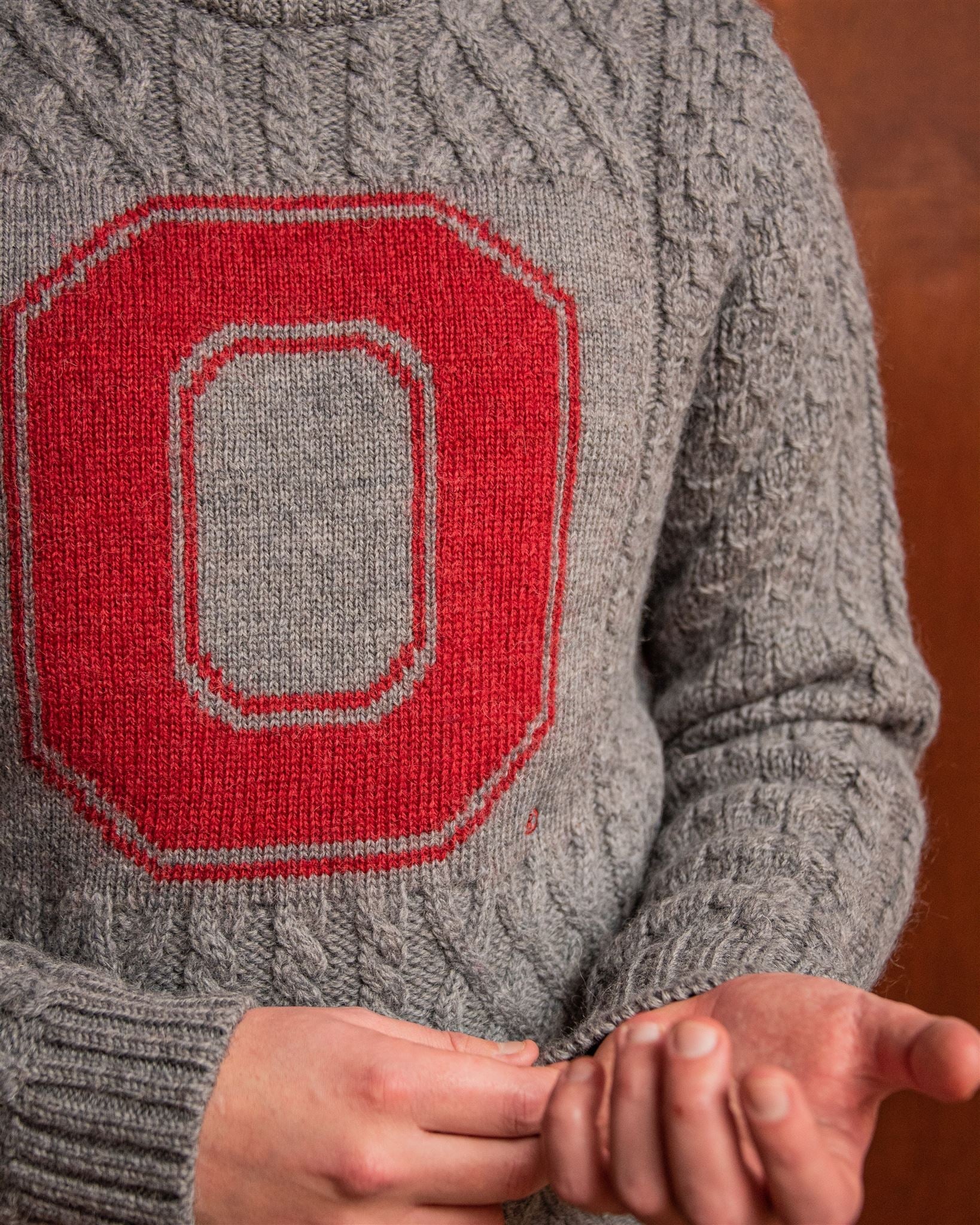 OSU Crew-Neck Fisherman's Sweater - Grey