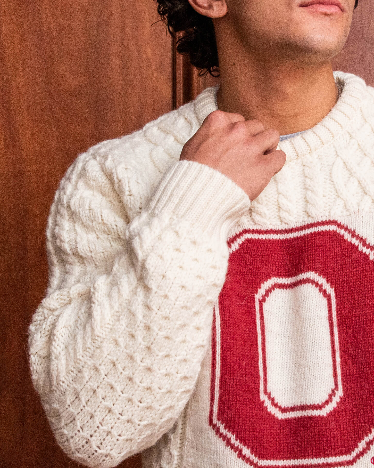 OSU Crew-Neck Fisherman's Sweater - Ecru