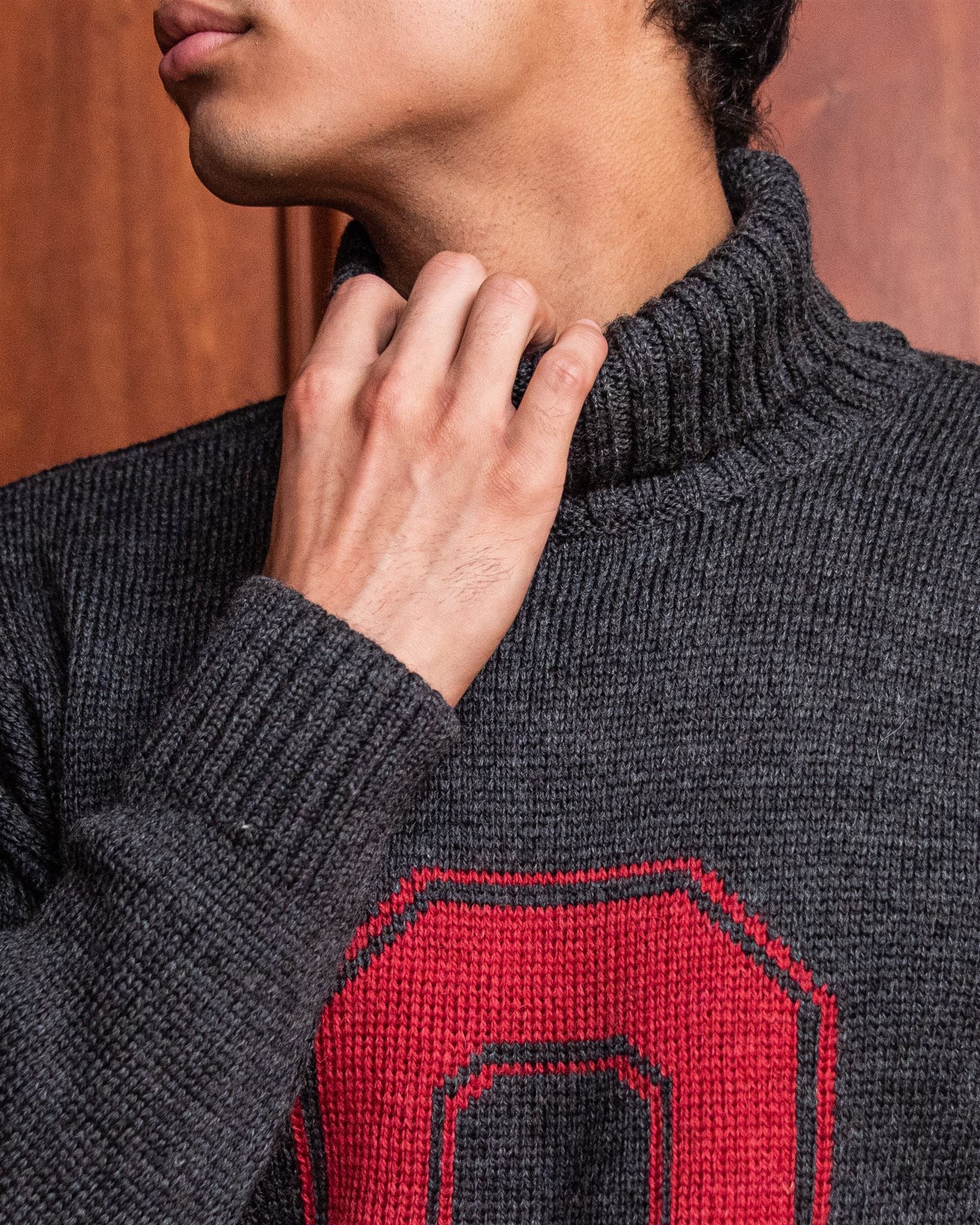 OSU Submariner Roll-Neck Sweater - Charcoal Melange