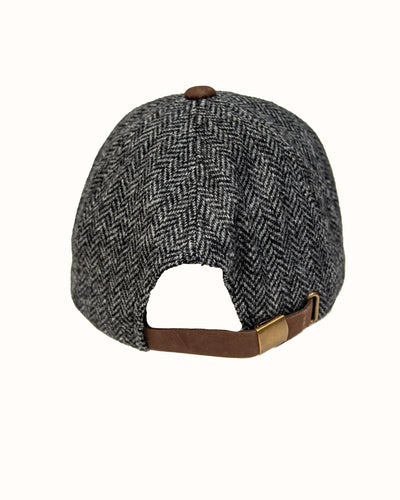 OSU Grey Wool Herringbone Cap w/ Leather Bill - Rich Brown