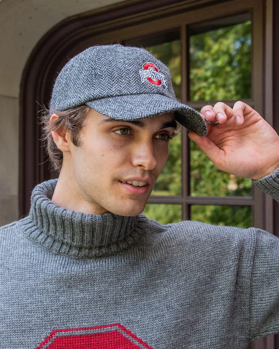 OSU Grey Herringbone Wool Baseball Cap