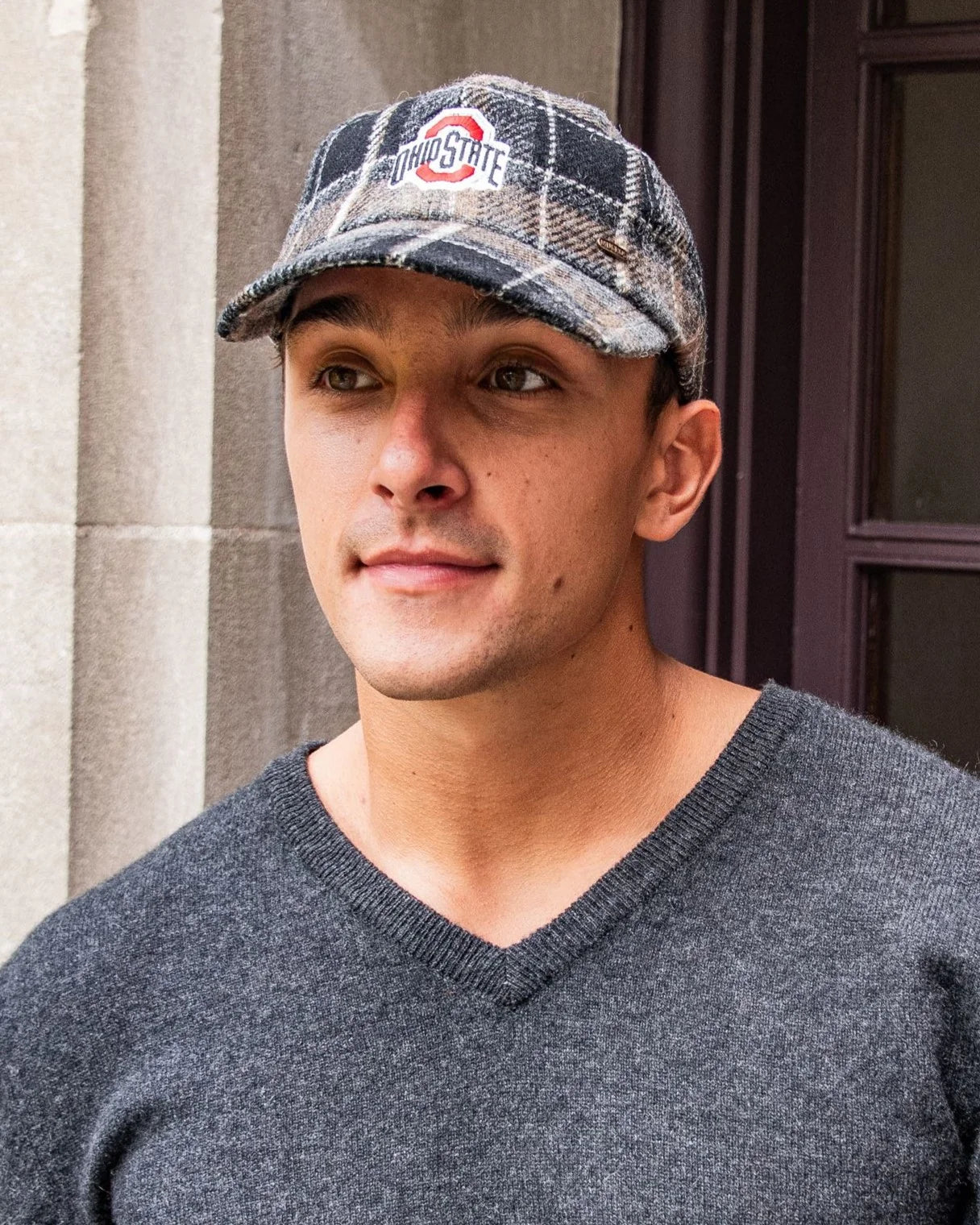 OSU Grey Plaid Wool Baseball Cap