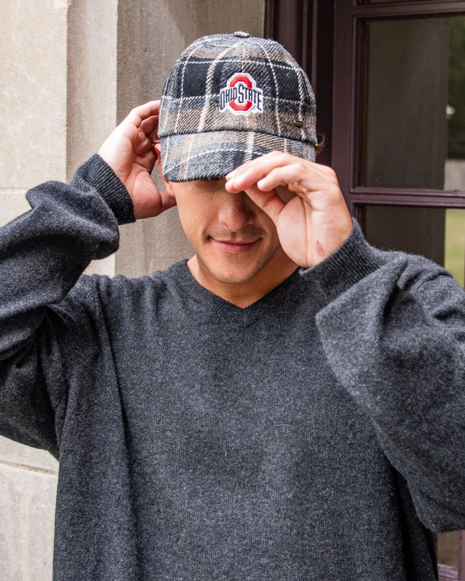OSU Grey Plaid Wool Baseball Cap