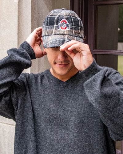 OSU Grey Plaid Wool Baseball Cap