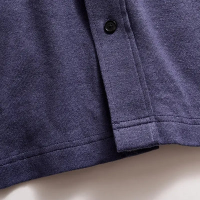 Hemp Cotton Knit Shirt - Short Sleeve - Navy