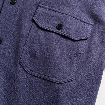 Hemp Cotton Knit Shirt - Short Sleeve - Navy