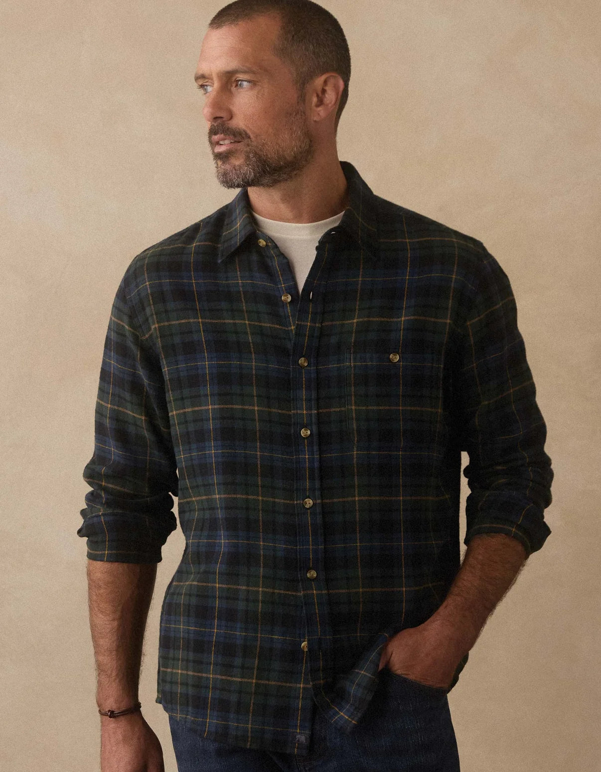 Hudson Double Brushed Flannel - Clover Plaid