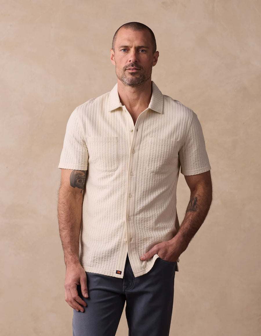 Knit Getaway Short Sleeve Button Down - Stone