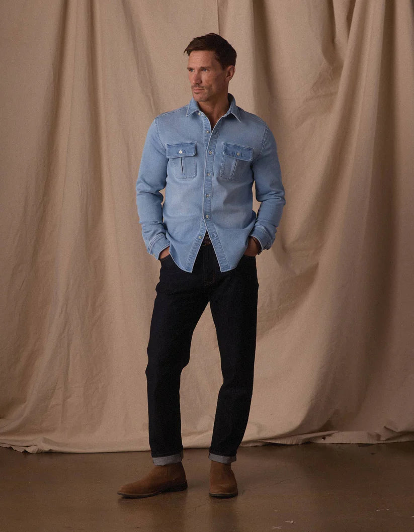 Comfort Terry Jean Shacket - Light Wash