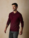 Robles Knit Long Sleeve Polo - Wine