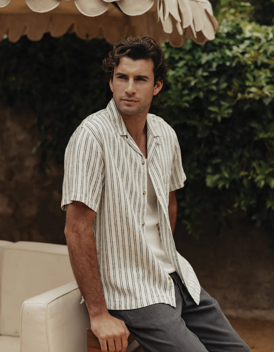 Freshwater Short Sleeve Resort Shirt - Vintage Blue Stripe