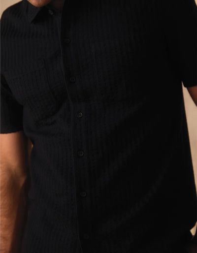 Knit Getaway Short Sleeve Button Down - Black