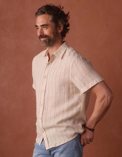 Freshwater Short Sleeve Button Down - Barolo Stripe
