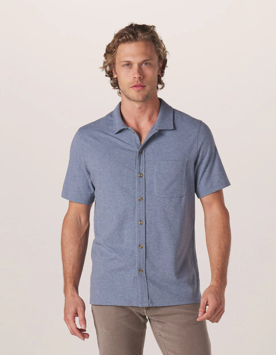 Puremeso Short Sleeve Weekend Button Down - Lake Blue