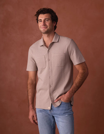 Knit Getaway Short Sleeve Button Down - Taupe