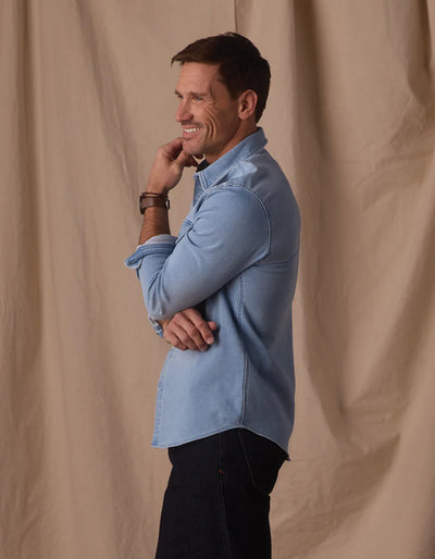 Comfort Terry Jean Shacket - Light Wash