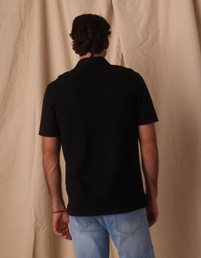 Knit Getaway Short Sleeve Button Down - Black
