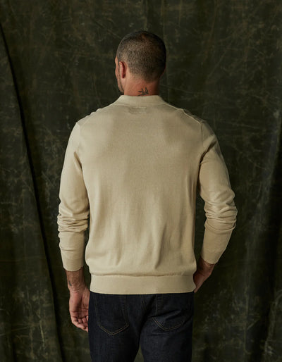 Robles Knit Long Sleeve Polo - Oatmeal