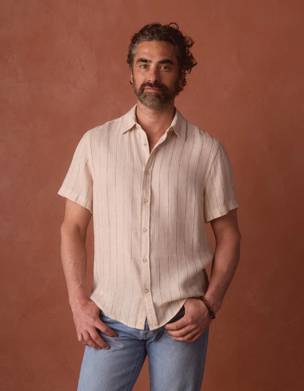Freshwater Short Sleeve Button Down - Barolo Stripe