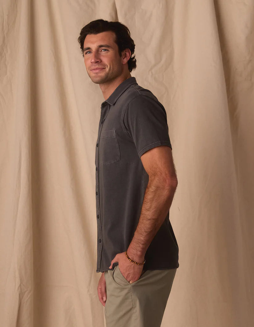 Jersey Short Sleeve Button Up - Shadow