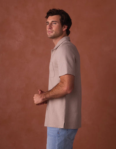 Knit Getaway Short Sleeve Button Down - Taupe