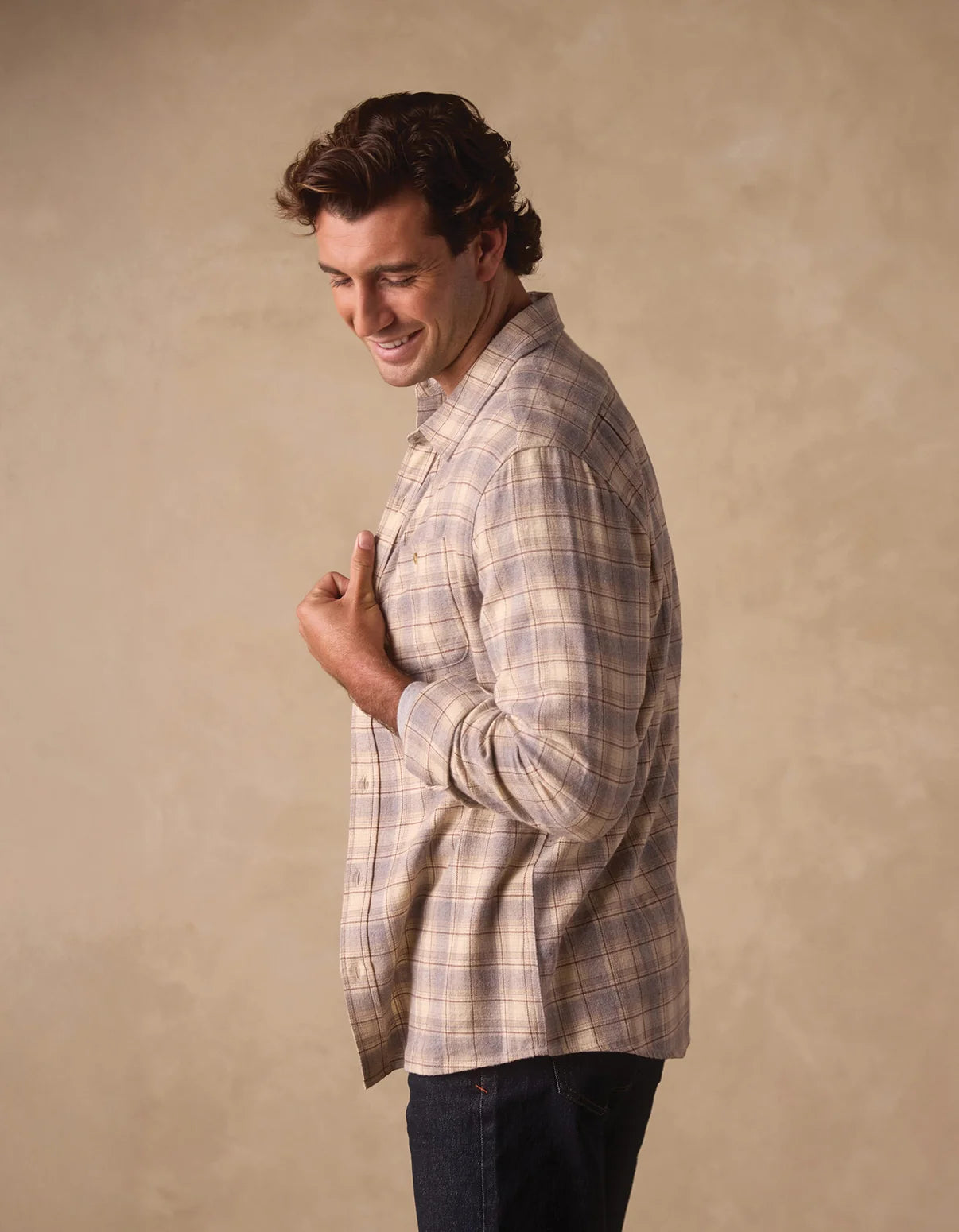 Hudson Double Brushed Flannel - Cream Plaid