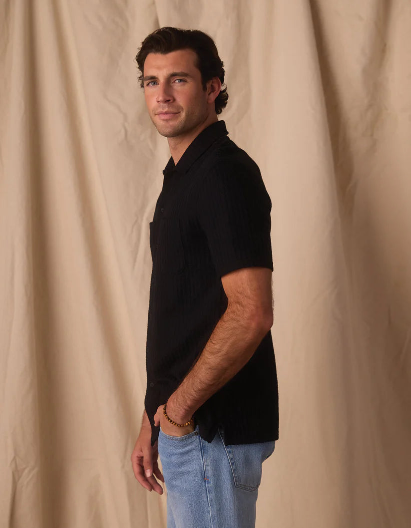 Knit Getaway Short Sleeve Button Down - Black