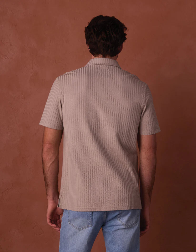 Knit Getaway Short Sleeve Button Down - Taupe