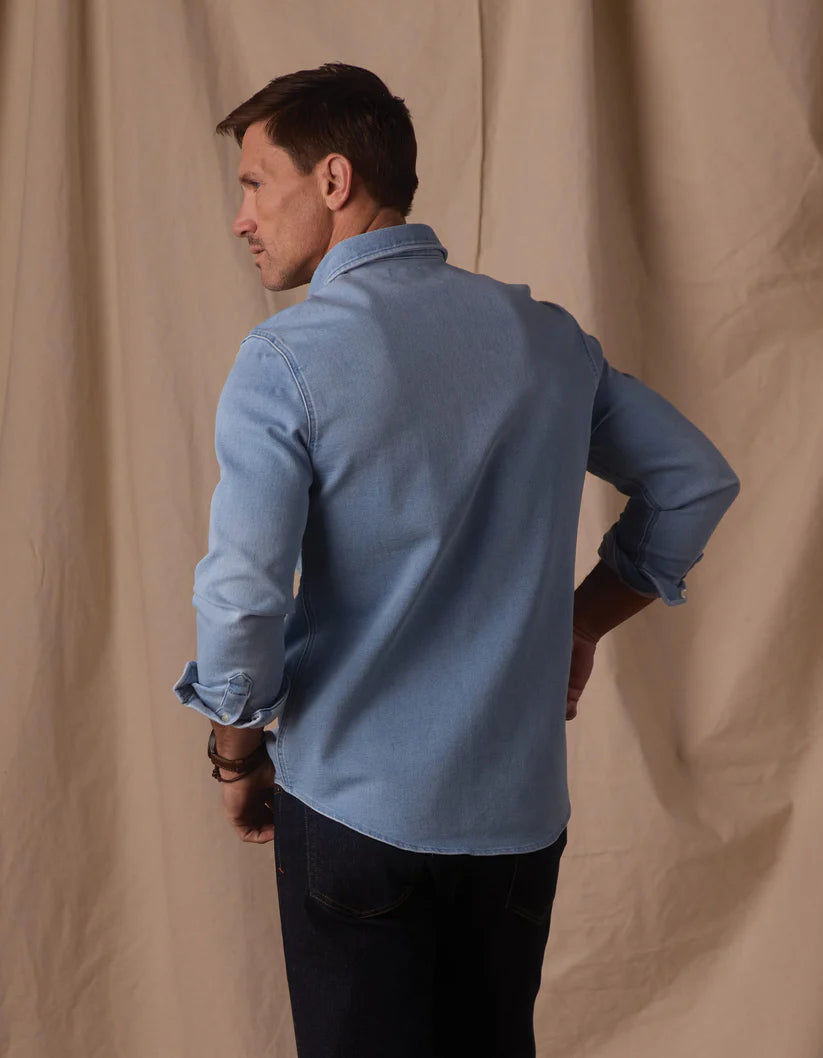 Comfort Terry Jean Shacket - Light Wash