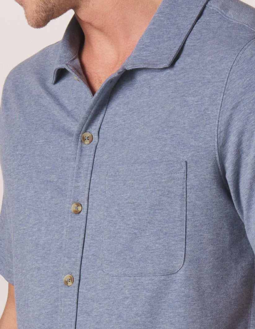 Puremeso Short Sleeve Weekend Button Down - Lake Blue