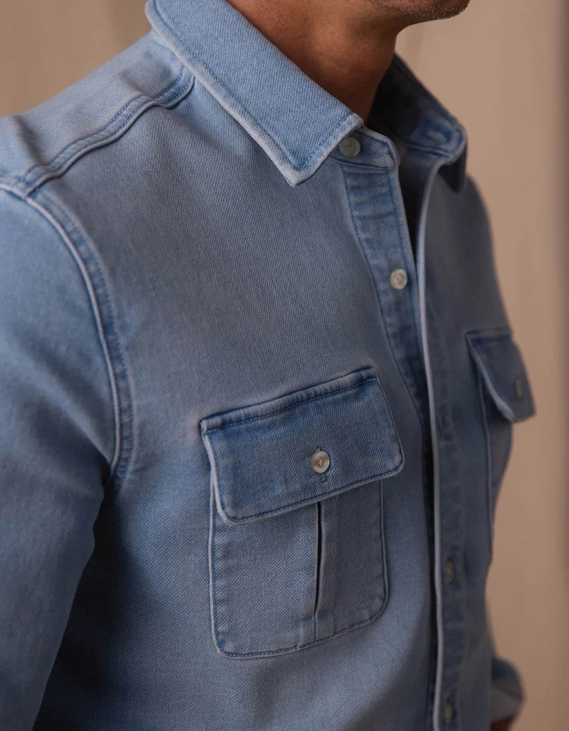 Comfort Terry Jean Shacket - Light Wash