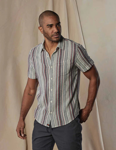 Freshwater Short Sleeve Button Down - Americana Stripe