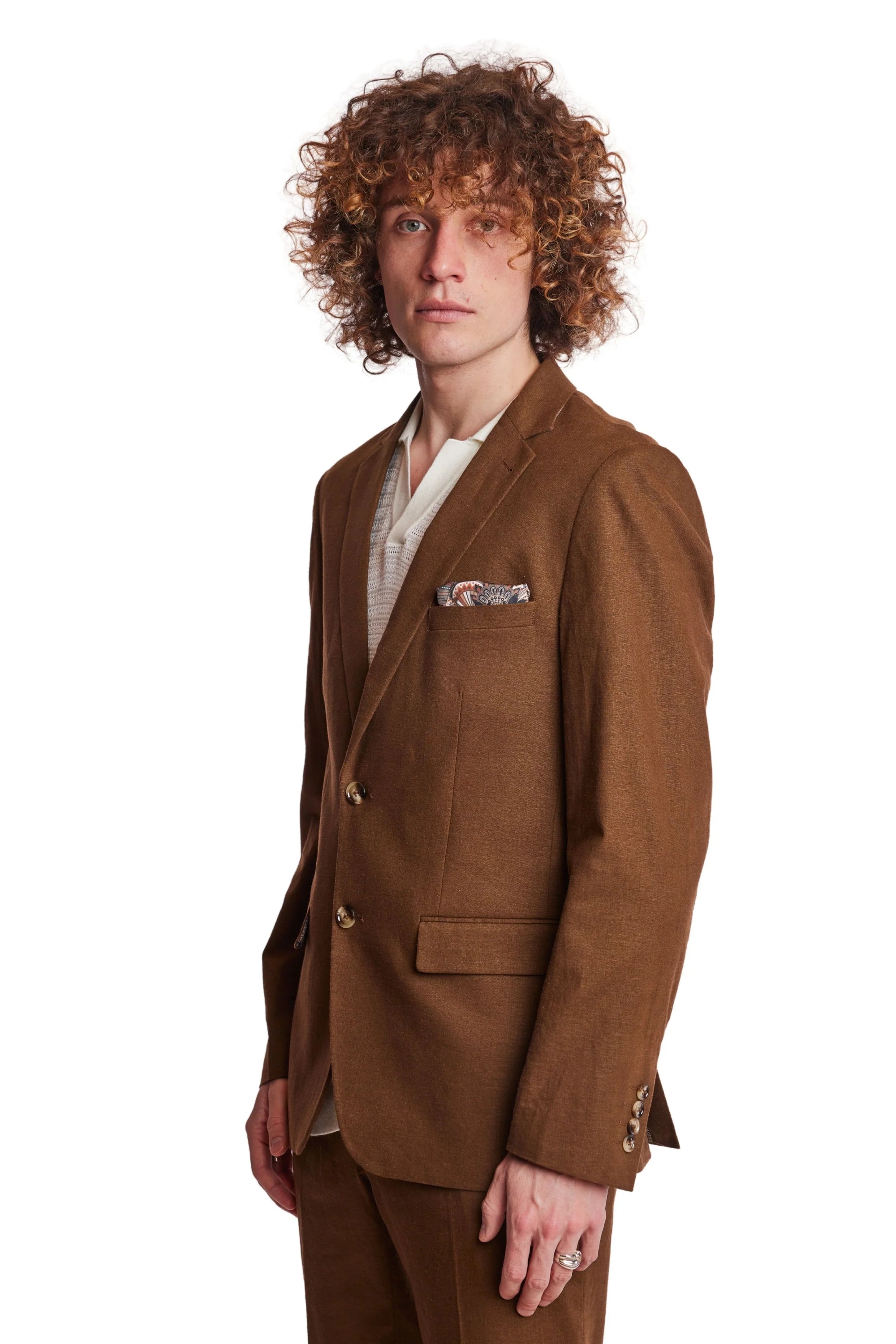 Dover Notch Slim Jacket - Brown Linen