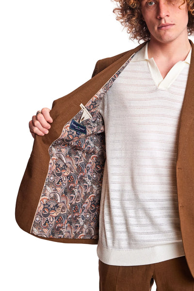 Dover Notch Slim Jacket - Brown Linen
