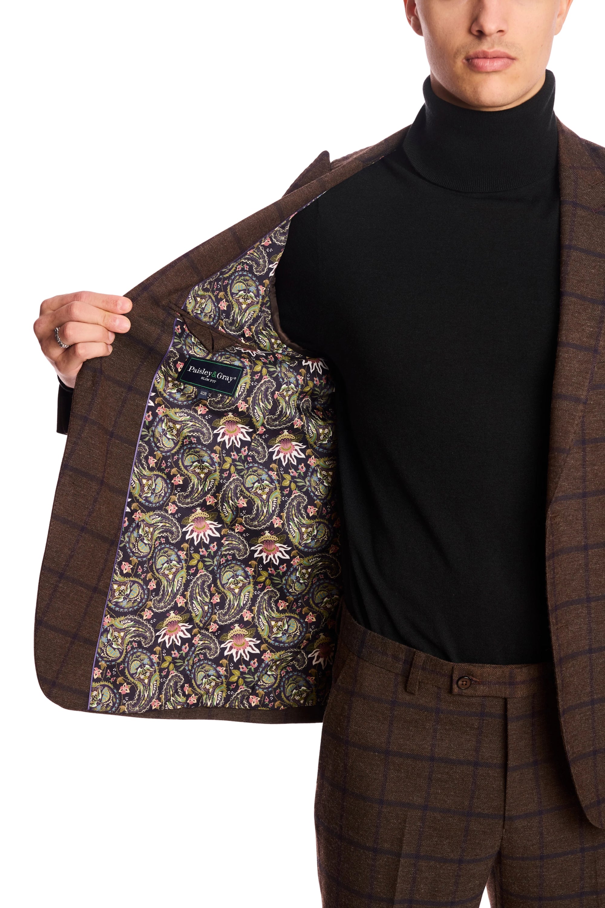 Ashton Peak Jacket - Slim - Brown & Violet Windowpane