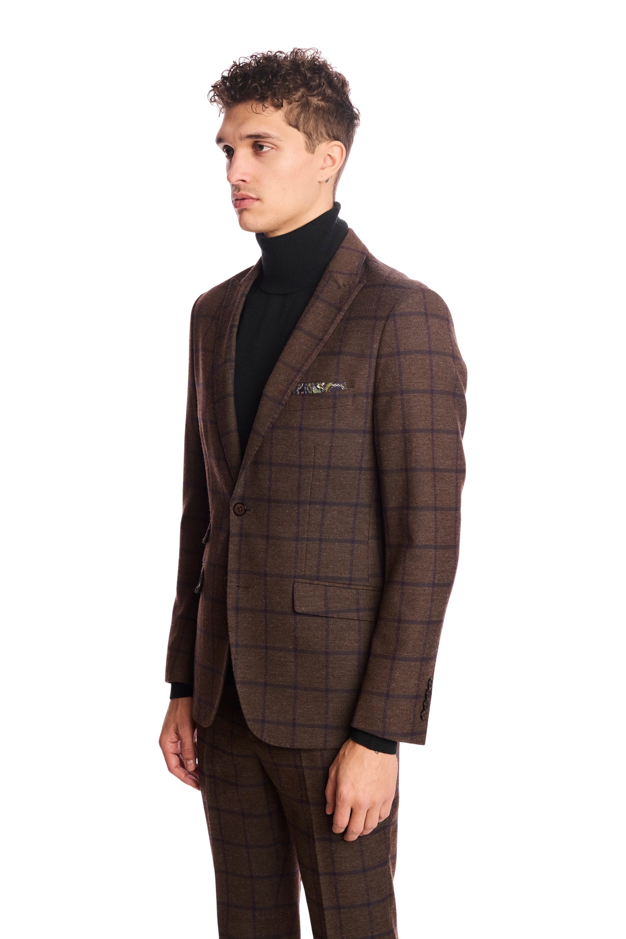 Ashton Peak Jacket - Slim - Brown & Violet Windowpane