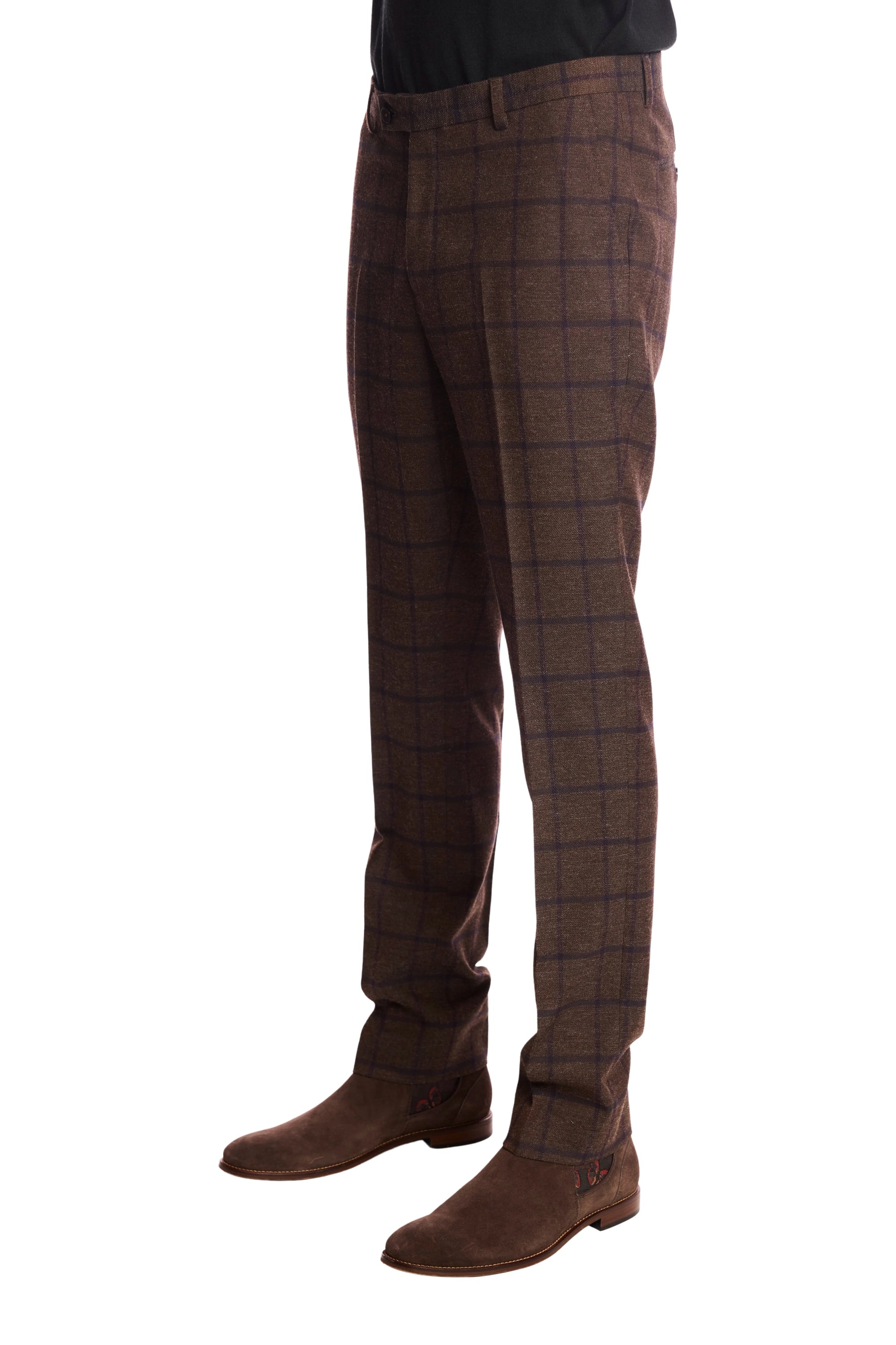 Downing Pants - Brown & Violet Windowpane