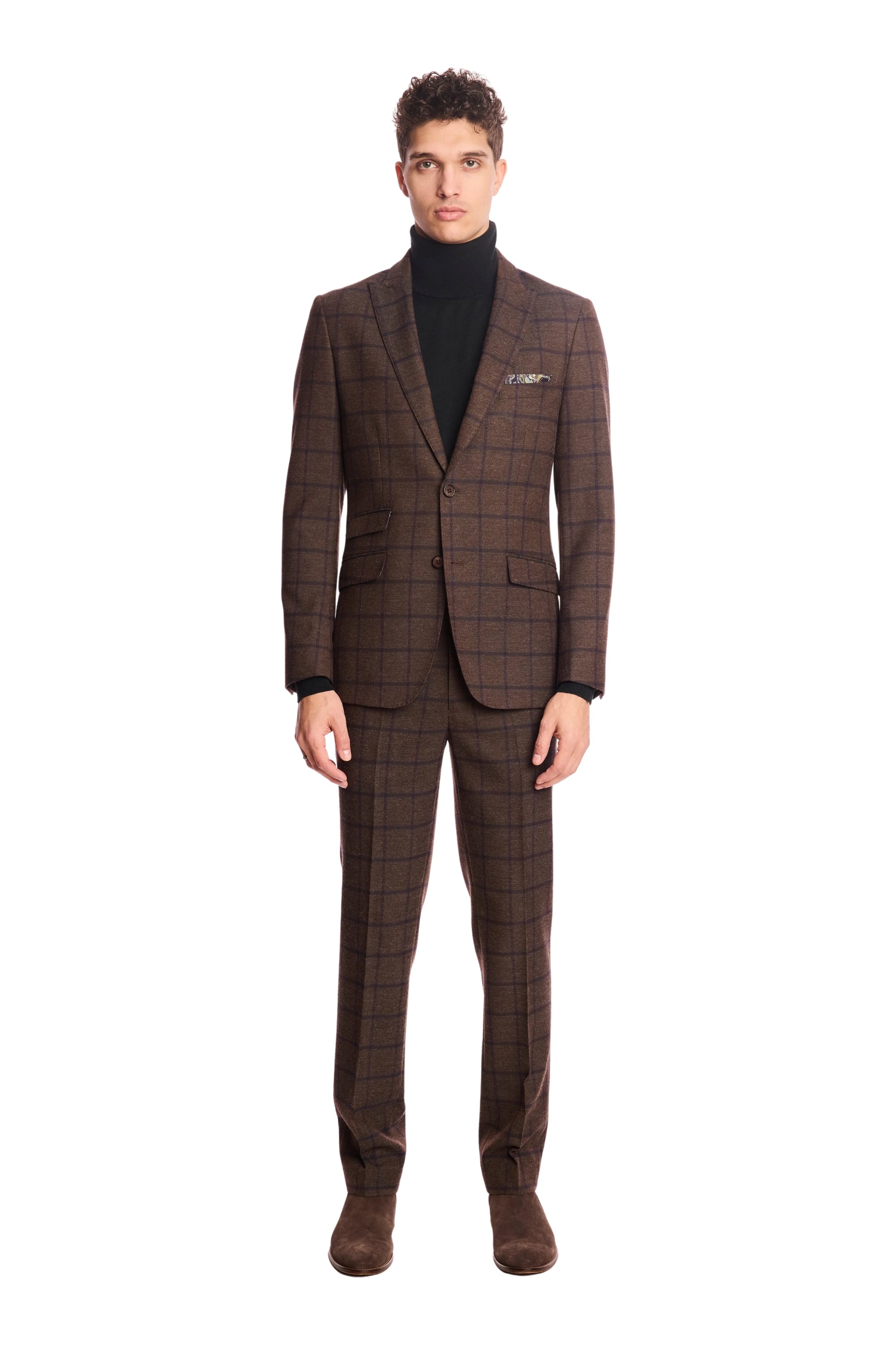 Downing Pants - Brown & Violet Windowpane