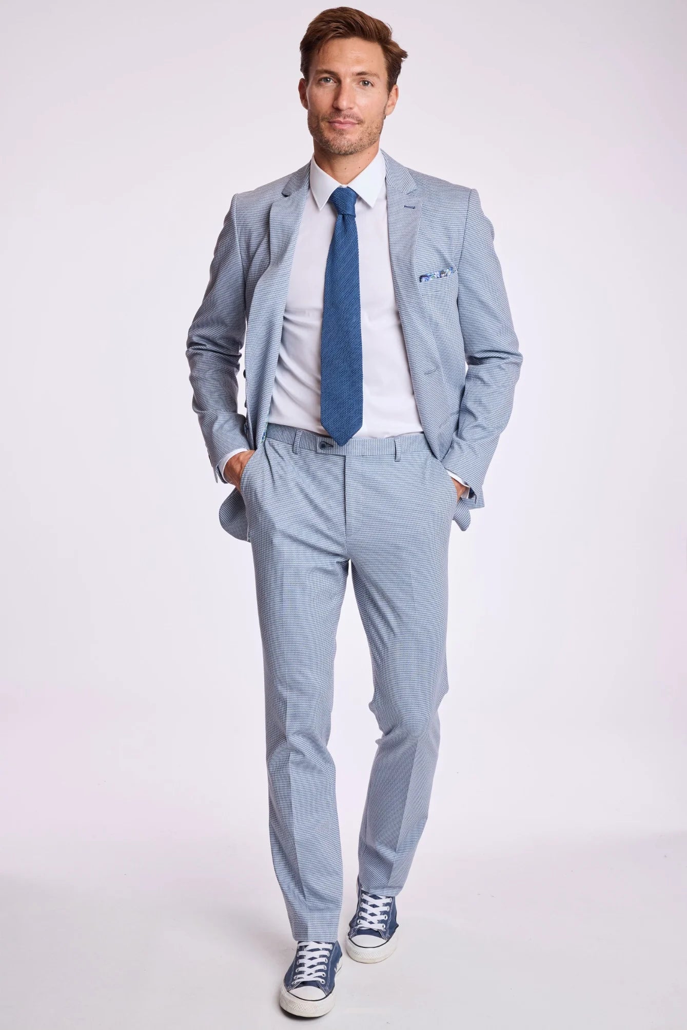 Dover Notch Jacket - Slim - Crisp Navy Knit Houndstooth
