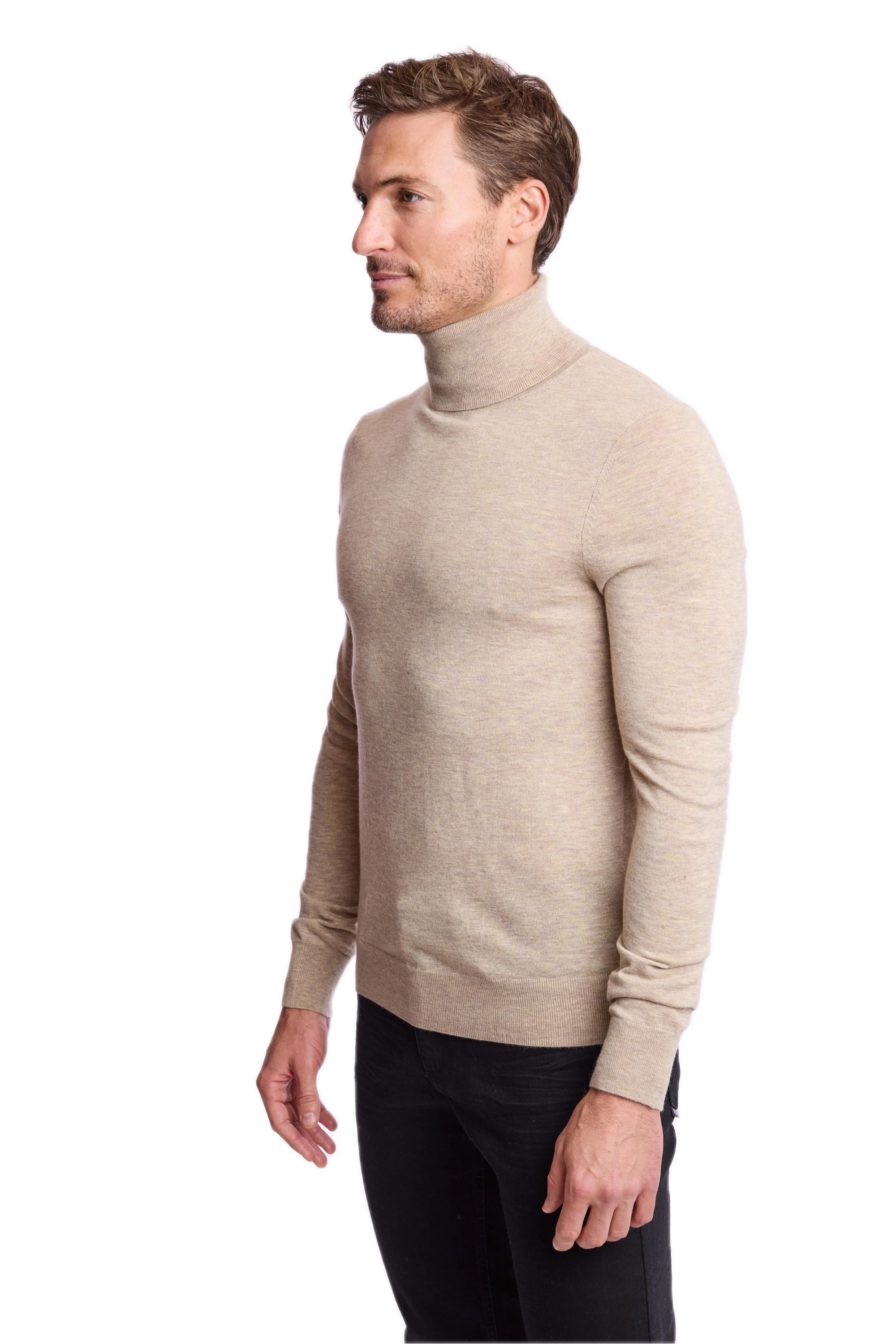Fine Gauge Turtleneck - British Beige