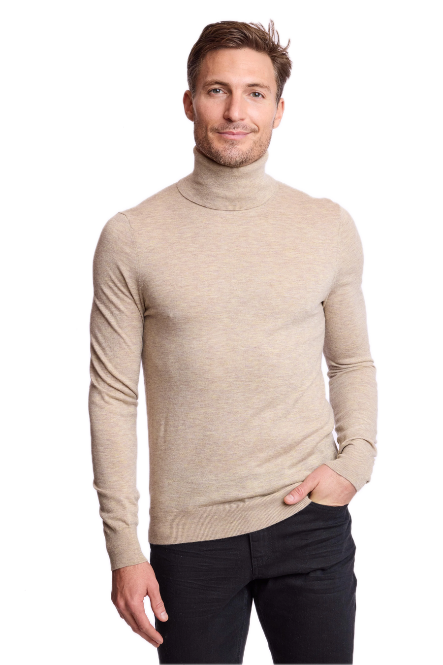 Fine Gauge Turtleneck - British Beige